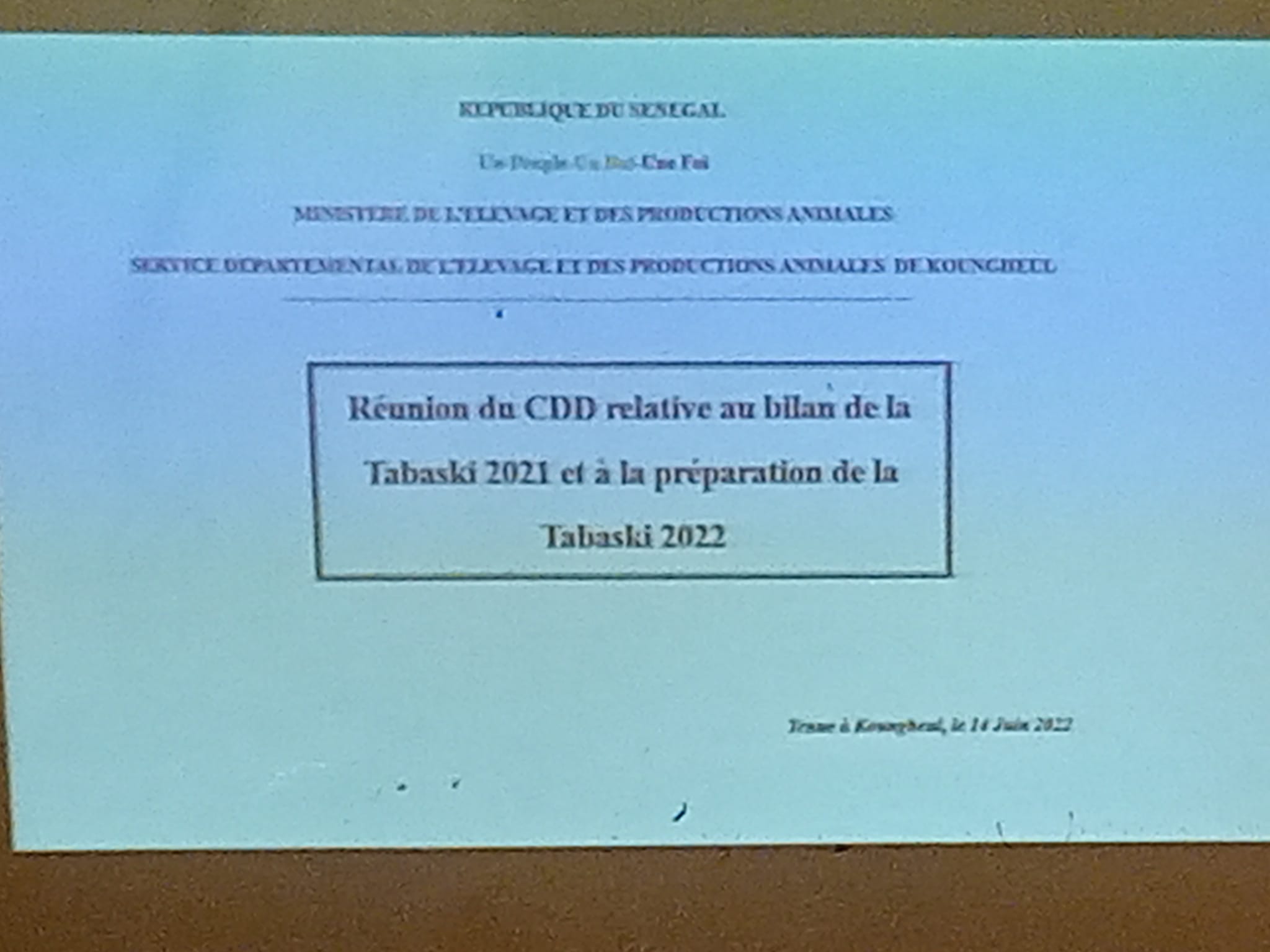 Réunion du CDD relative au bilan de la Tabaski 2021 et à la préparation de la Tabaski 2022.