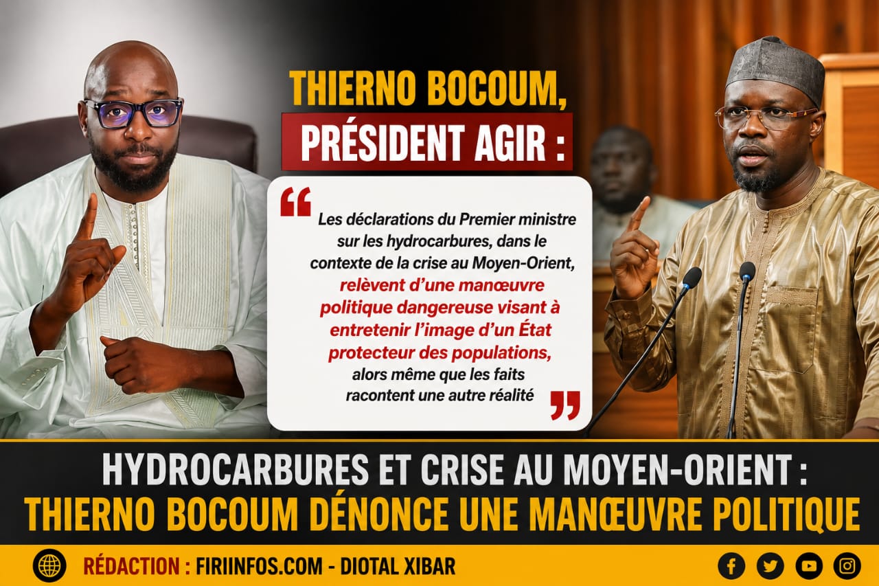 Hydrocarbures : Thierno Bocoum critique la communication du Premier ministre sur fond de crise au Moyen-Orient