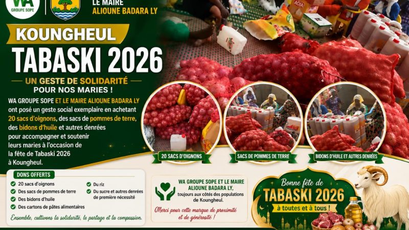 Koungheul – Tabaski 2026 : Wa Groupe Sope le maire Alioune Badara Ly renforcent leur élan de solidarité en faveur des femmes et des familles vulnérables
