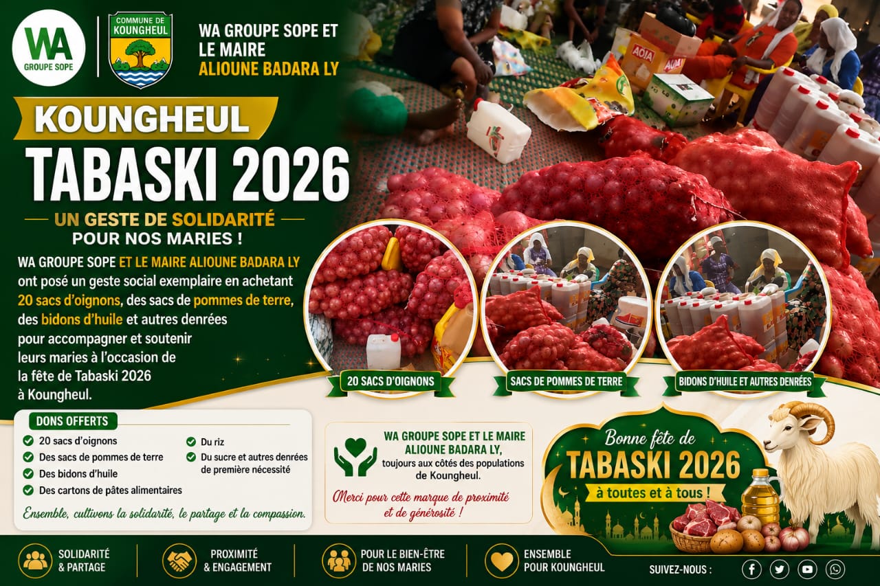 Koungheul – Tabaski 2026 : Wa Groupe Sope le maire Alioune Badara Ly renforcent leur élan de solidarité en faveur des femmes et des familles vulnérables