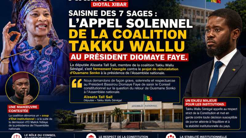 Saisine des 7 Sages : Takku Wallu interpelle le président Diomaye Faye sur le dossier Ousmane Sonko