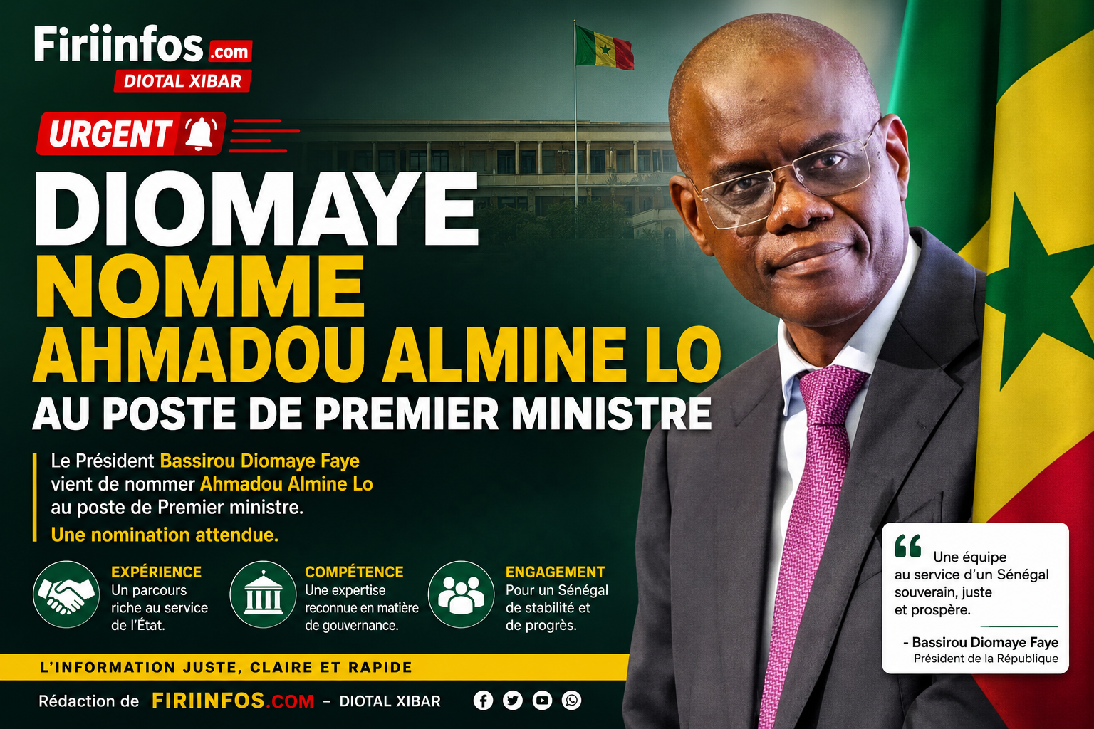 Bassirou Diomaye Faye nomme Al Aminou Lô au poste de Premier ministre