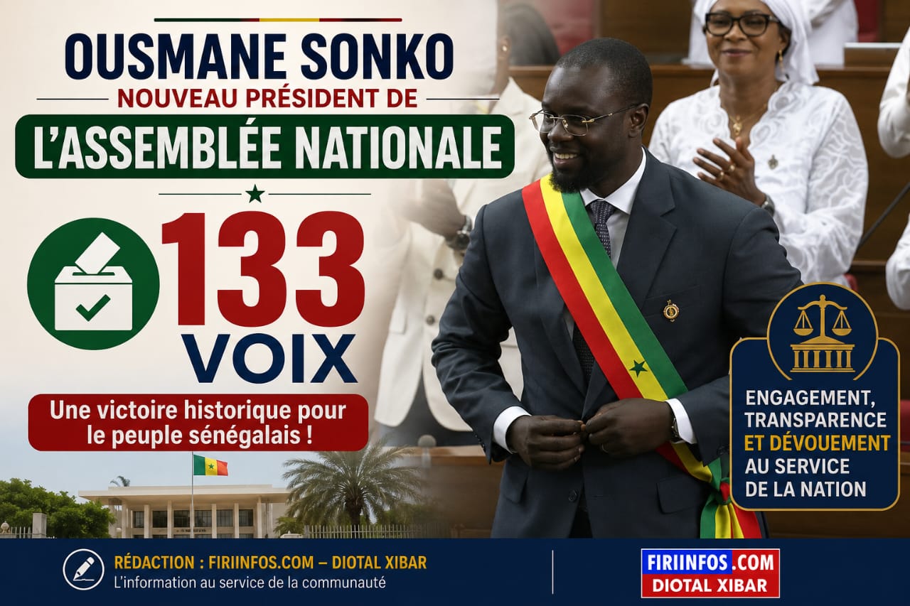 Sénégal : Ousmane Sonko élu président de l’Assemblée nationale, une nouvelle étape politique s’ouvre