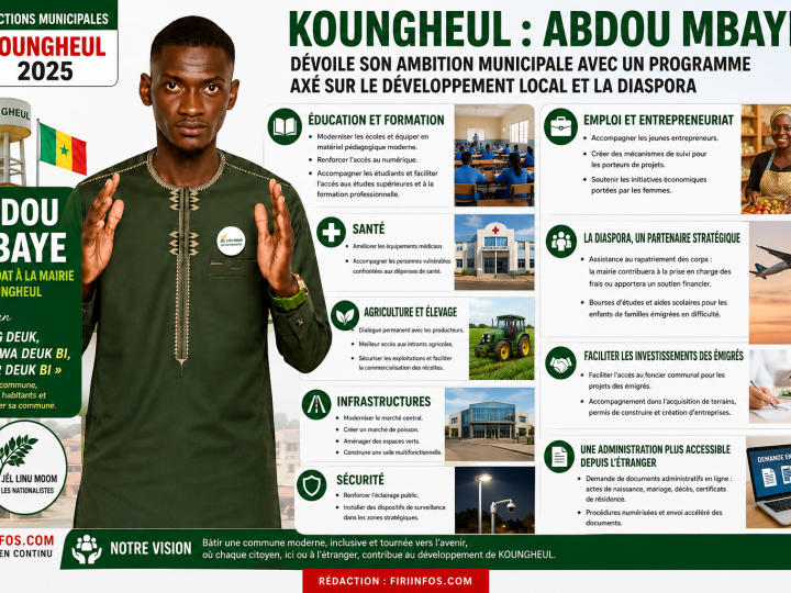 Koungheul : Abdou Mbaye dévoile son ambition municipale avec un programme axé sur le développement local et la diaspora