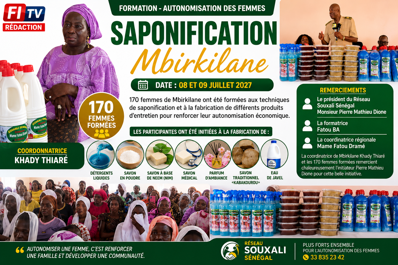 Mbirkilane : 170 femmes formées aux métiers de la saponification et à la fabrication de produits d&rsquo;entretien