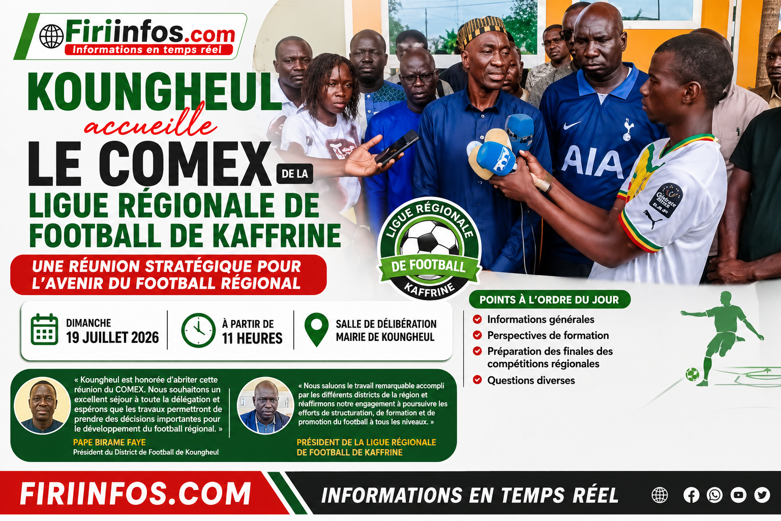 Koungheul accueille le COMEX de la Ligue régionale de football de Kaffrine : une réunion stratégique pour l&rsquo;avenir du football régional