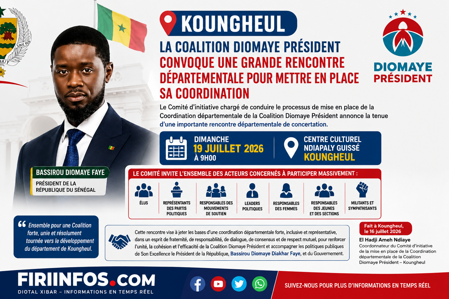 Koungheul : la Coalition Diomaye Président convoque une grande rencontre départementale pour mettre en place sa coordination