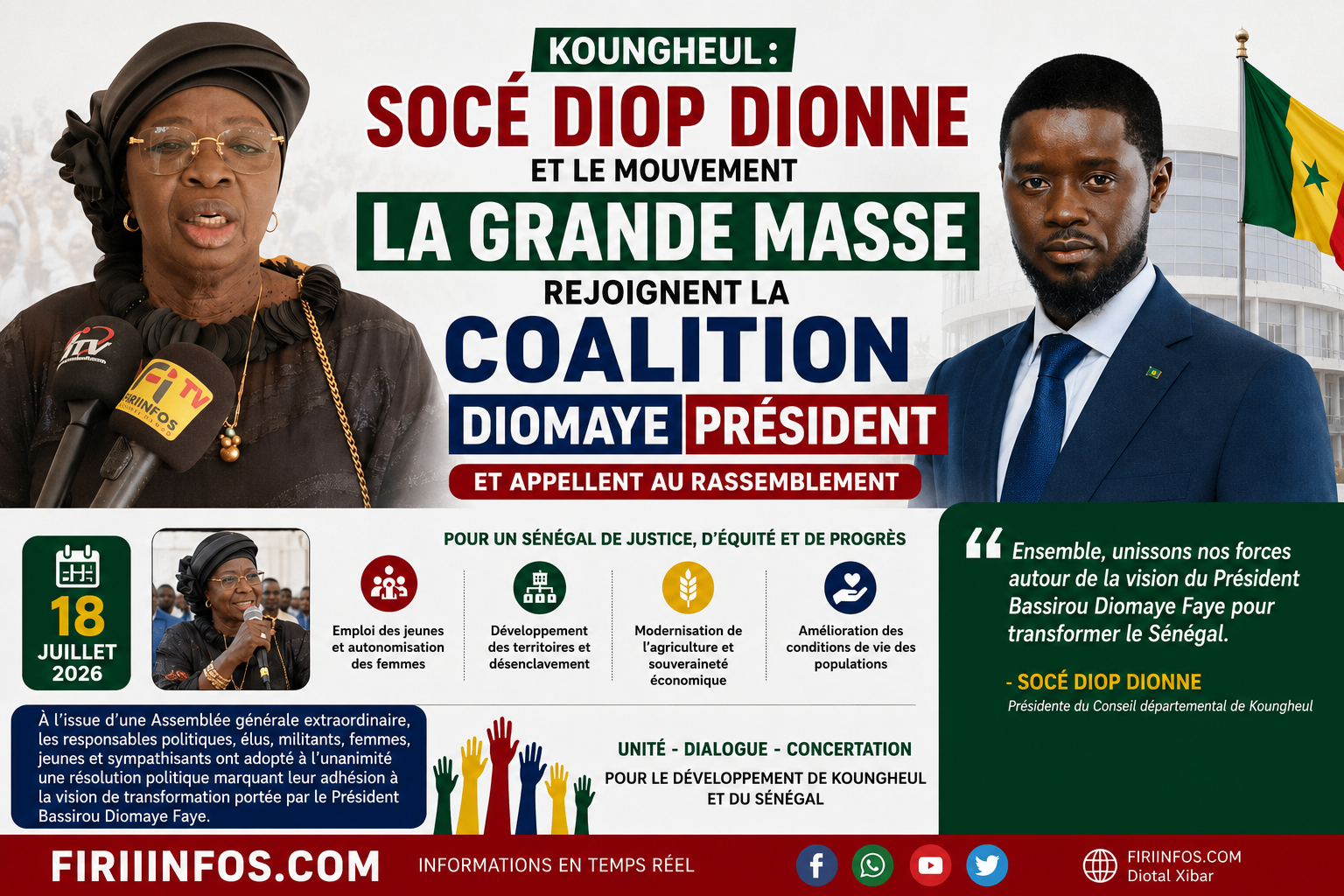 Koungheul : Socé Diop Dionne et le mouvement La Grande MASSE rejoignent la Coalition Diomaye et appellent au rassemblement