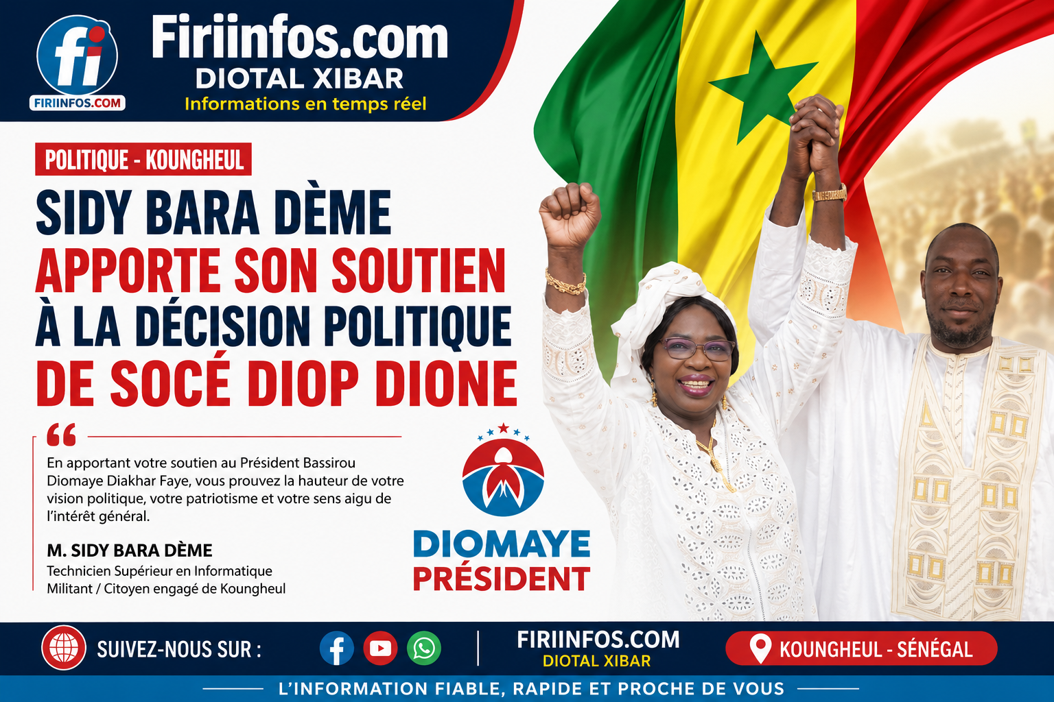 Koungheul : Sidy Bara Dème apporte son soutien à la décision politique de Socé Diop Dione