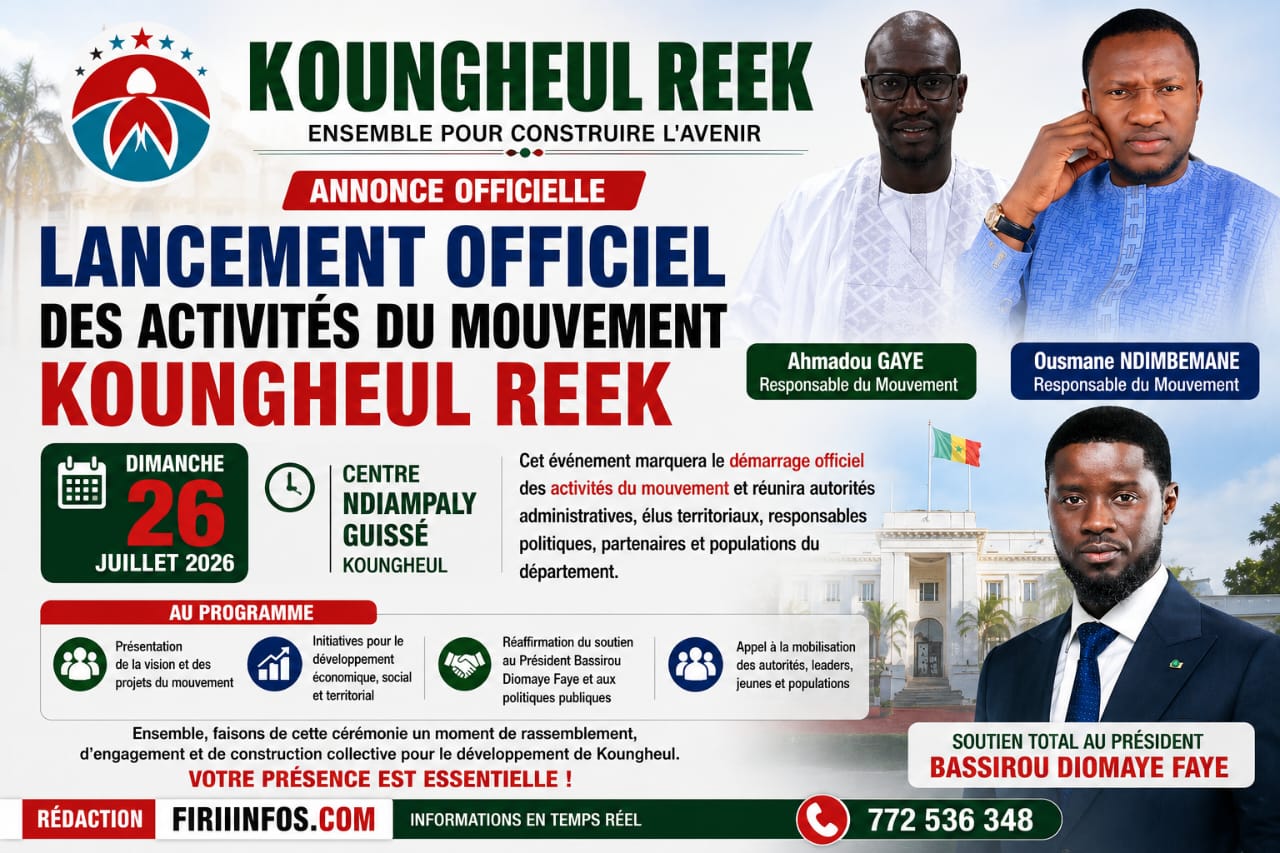 Koungheul : le mouvement « Koungheul REEK » annonce le lancement officiel de ses activités le 26 juillet