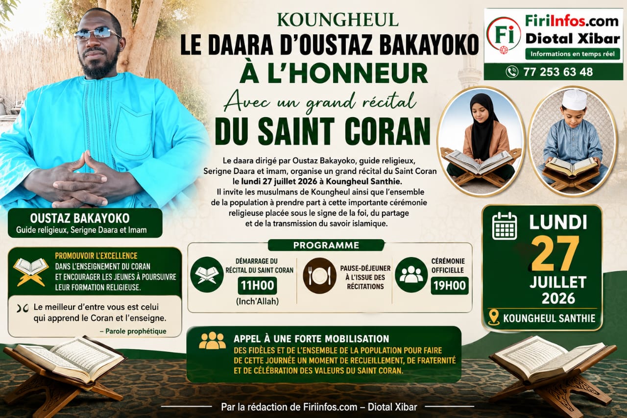 Koungheul : le daara d’Oustaz Bakayoko prépare un grand récital du Saint Coran pour renforcer la foi et la transmission du savoir