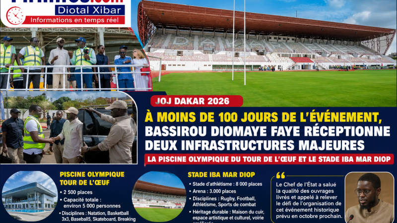 JOJ Dakar 2026 : Bassirou Diomaye Faye réceptionne deux infrastructures sportives majeures à moins de 100 jours de l&rsquo;événement