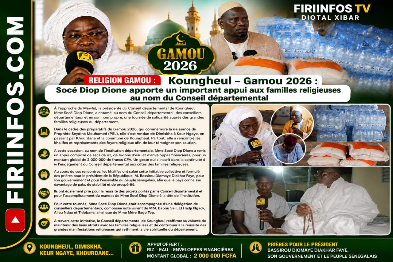 Koungheul – Gamou 2026 : Socé Diop Dione apporte un important appui aux familles religieuses au nom du Conseil départemental