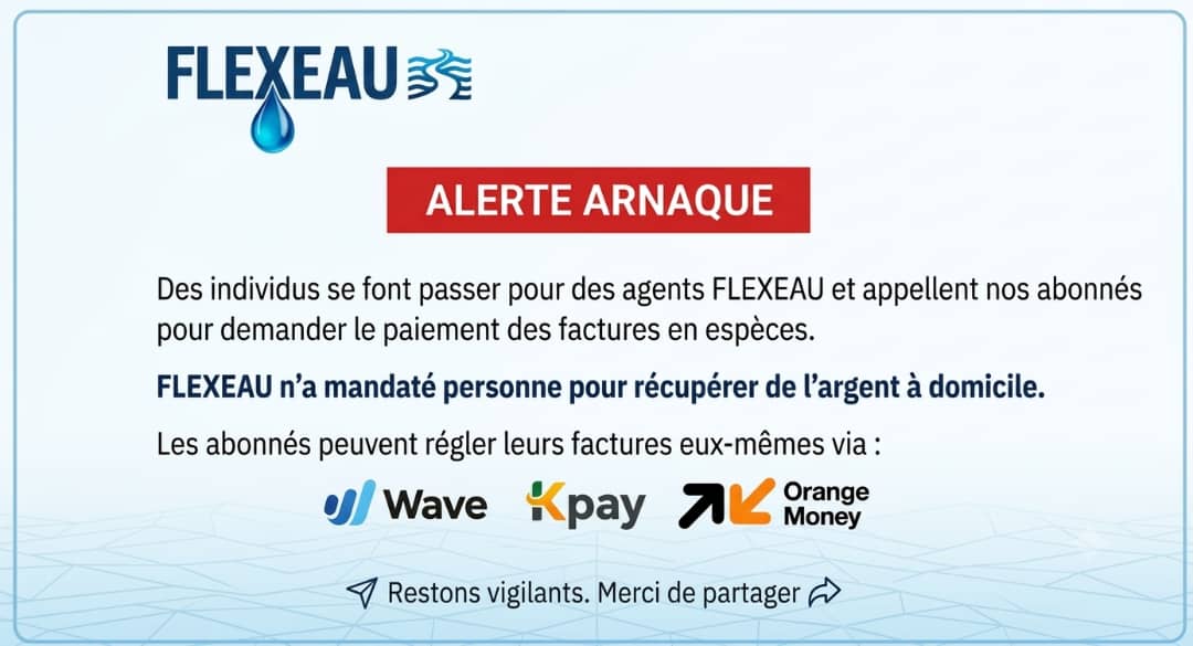 Alerte arnaque : Flexeau met en garde ses abonnés contre de faux agents réclamant des paiements en espèces