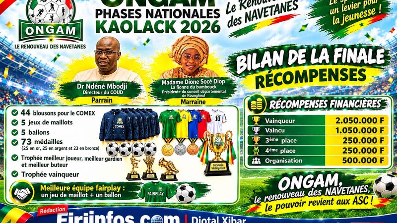 ONGAM : après la finale nationale, Socé Diop Dione réconforte l’ASC SALOUM de Koungheul et salue le parcours des « champions du Bambouck »