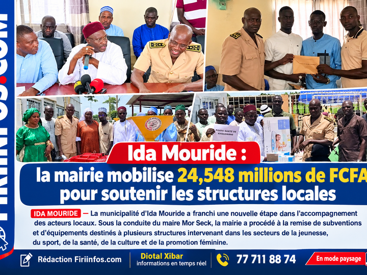 Ida Mouride : la mairie mobilise 24,548 millions de FCFA pour soutenir les structures locales