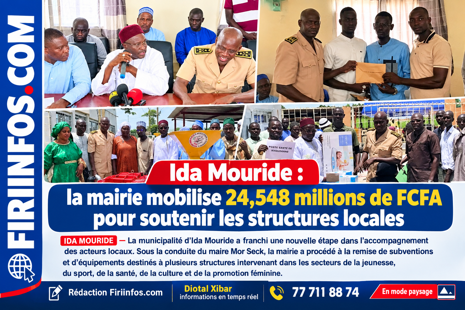 Ida Mouride : la mairie mobilise 24,548 millions de FCFA pour soutenir les structures locales
