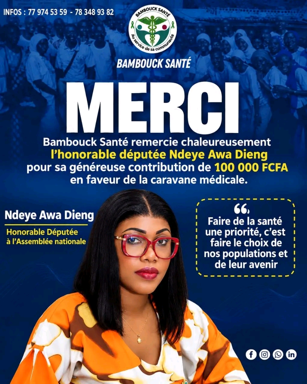 Grande Caravane Médicale 2026 : Bambouck Santé salue la contribution de la députée Ndèye Awa Dieng