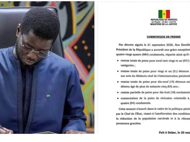 Sénégal : le Président de la République accorde une grâce exceptionnelle à 984 condamnés