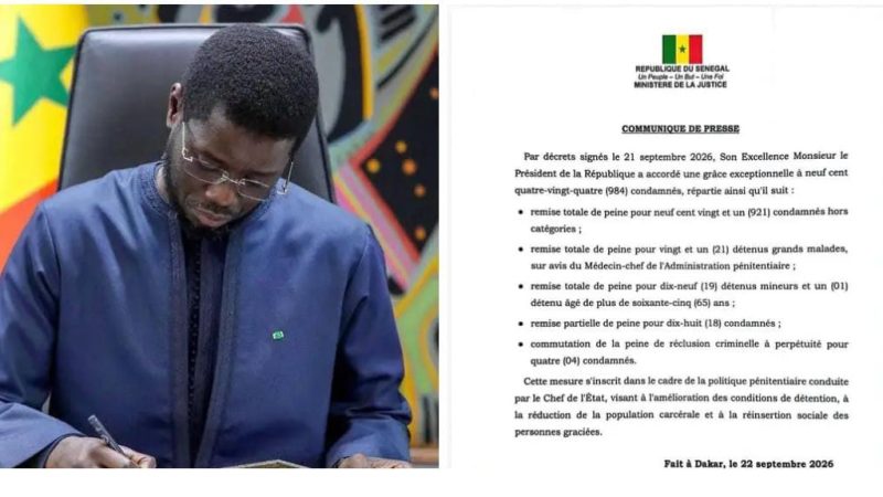 Sénégal : le Président de la République accorde une grâce exceptionnelle à 984 condamnés