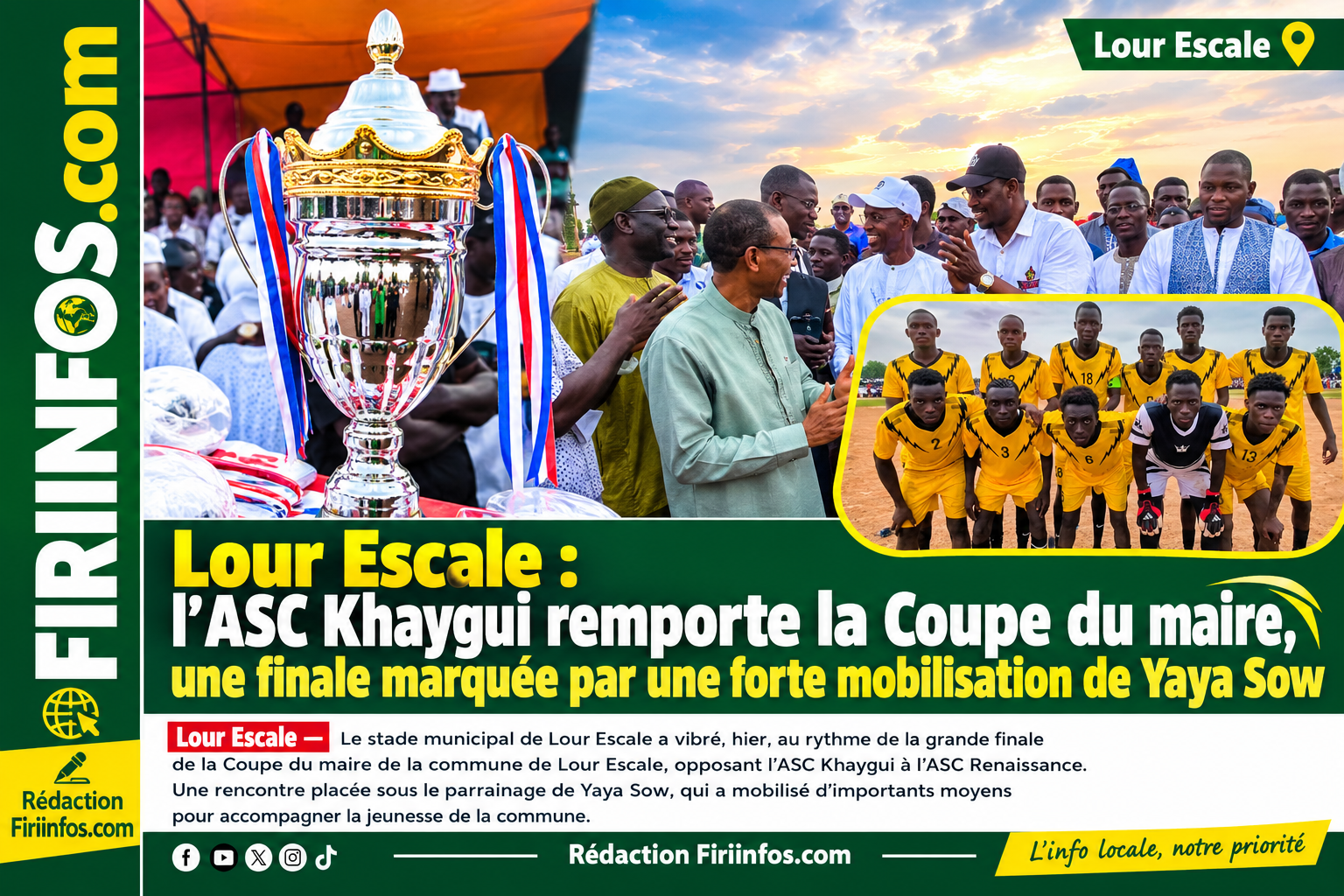 Lour Escale : l’ASC Khay – Gui remporte la Coupe du maire, une finale marquée par une forte mobilisation de l&rsquo;honorable YAYA SOW